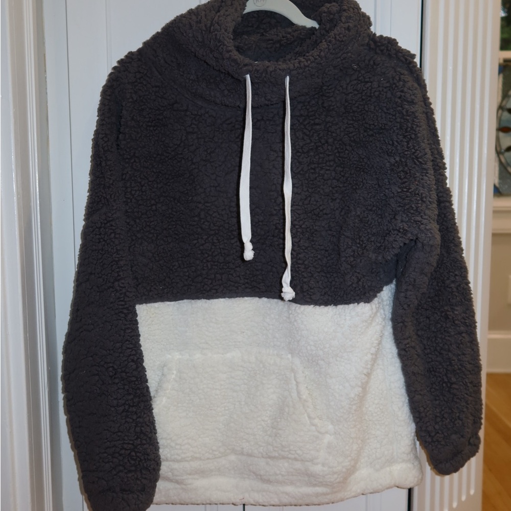 Two-Toned Cowl Neck Sherpa Jacket